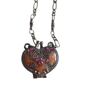 Vintage VCLM Pendant Rhinestones Bling Pink Enamel Silver Tone Magnet Locket